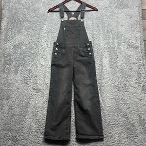 Levi‎ Strauss Overalls Silver Tab Girls 8 Jeans Gray Black Bib Baggy Stretch
